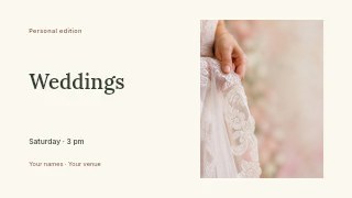 Weddings presentation cover template · Horizontal photo dialogue