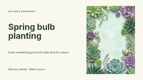 Succulent plant border frame on light background in Spring bulb planting youtube thumbnail template