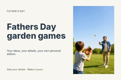 Fathers Day garden games postcard template