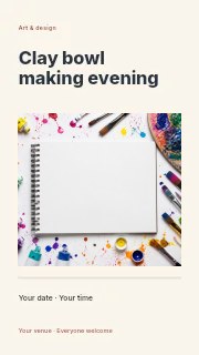 Clay bowl making evening instagram story template · Title & photograph