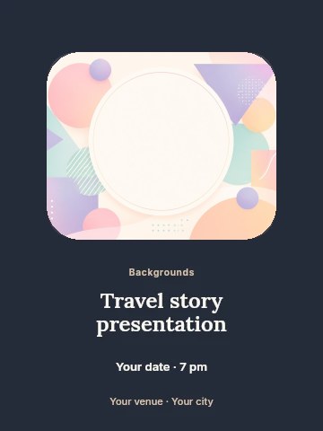 Pastel geometric shapes background with circle in Travel story presentation poster template