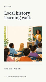 Local history learning walk instagram story template · Title & photograph