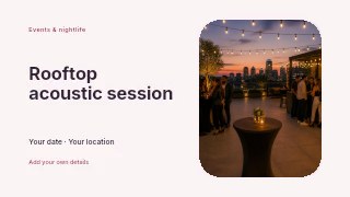 Evening rooftop social gathering in Rooftop acoustic session · Horizontal photo dialogue