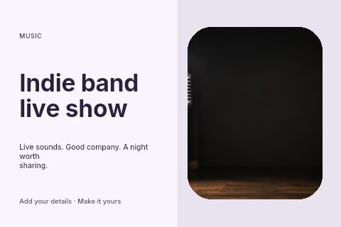 Indie band live show postcard template