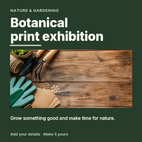 Botanical print exhibition social media post template