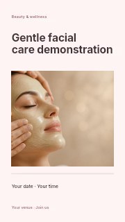 Gentle facial care demonstration instagram story template · Title & photograph