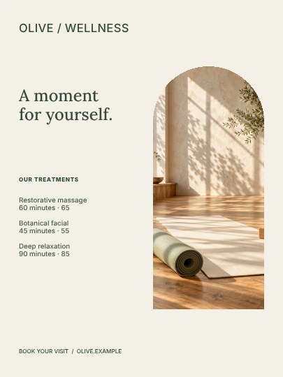 Wellness botanical care · Editorial price list template
