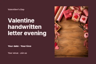 Valentine handwritten letter evening postcard template · Horizontal photo dialogue