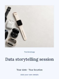 Smartwatches and wireless earbuds collection in Data storytelling session · Quiet photo gallery