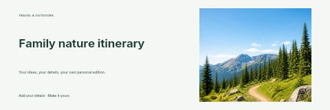 Mountain Trail Through Pine Forest in Family nature itinerary banner template