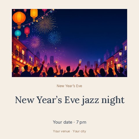 New Year’s Eve jazz night social media post template social media post template
