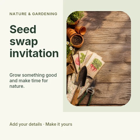 Seed swap invitation social media post template