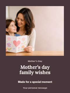 Mother’s Day family wishes greeting card template · Quiet photo gallery