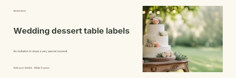 Wedding dessert table labels banner template
