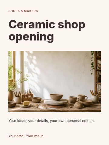 Ceramic shop opening poster template