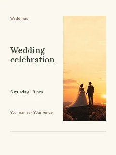 Silhouetted Wedding Couple at Sunset in Wedding Celebration · Split portrait
