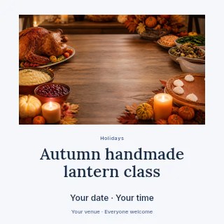 Autumn handmade lantern class social media post template · Quiet photo gallery