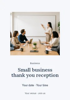 Small business thank you reception flyer template · Picture window