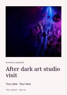 After dark art studio visit flyer template · Gallery editorial