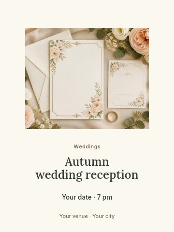 Autumn wedding reception invitation template