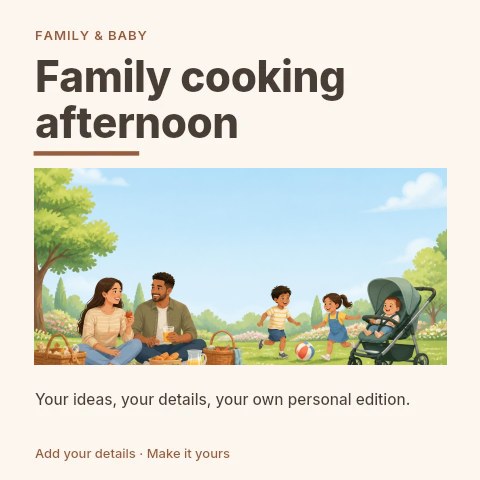 Family cooking afternoon social media post template