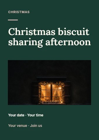 Christmas biscuit sharing afternoon flyer template · Picture window