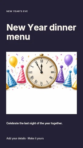 New Year dinner menu instagram story template