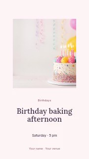 Birthday baking afternoon instagram story template · Picture window