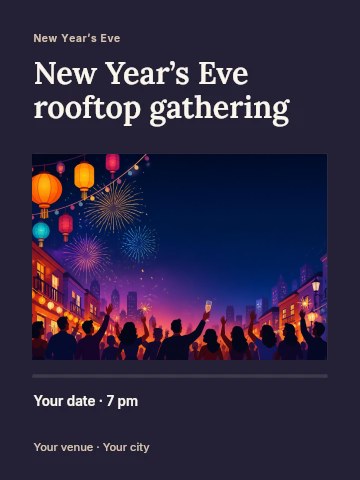 New Year’s Eve rooftop gathering invitation template