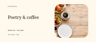 Autumn Poetry & Coffee event ticket template · Horizontal photo dialogue