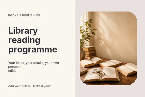 Library reading programme postcard template