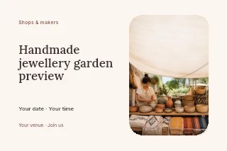 Handmade jewellery garden preview postcard template · Horizontal photo dialogue