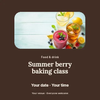 Summer berry baking class social media post template · Picture window