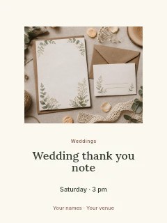 Wedding thank you note invitation template · Picture window