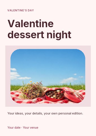 Valentine dessert night flyer template