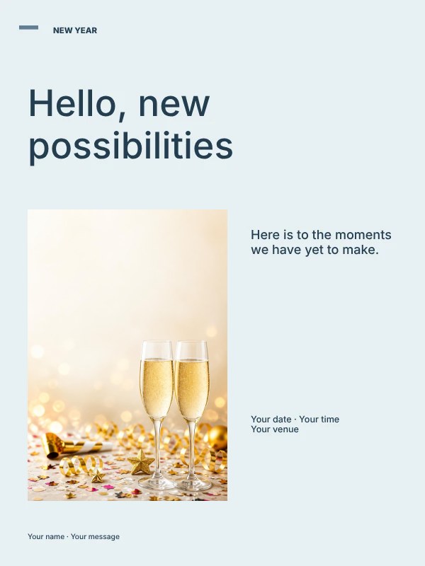 New Year photo wishes poster template