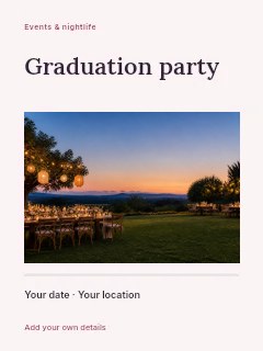 Outdoor Dinner Party at Sunset in Graduation Party · Title & photograph