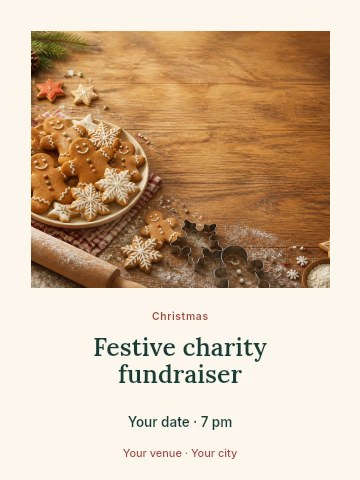 Festive charity fundraiser invitation template