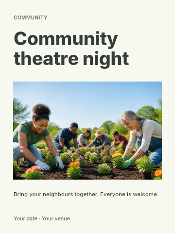 Community theatre night invitation template