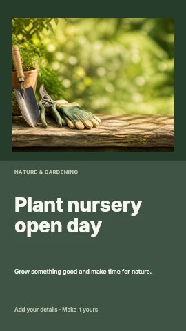 Plant nursery open day instagram story template