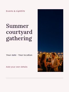 Summer courtyard gathering invitation template · Split portrait