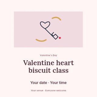 Valentine heart key · Duotone in Valentine heart biscuit class social media post · Picture window