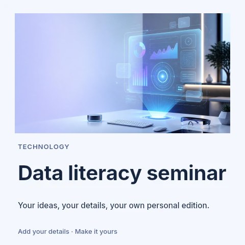 Data literacy seminar social media post template