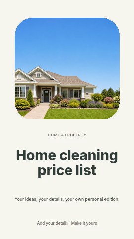 Home cleaning price list instagram story template