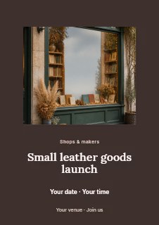 Small leather goods launch flyer template · Picture window