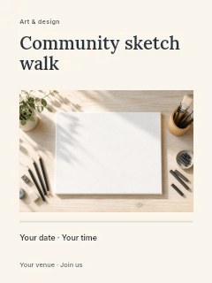 Community sketch walk poster template · Title & photograph