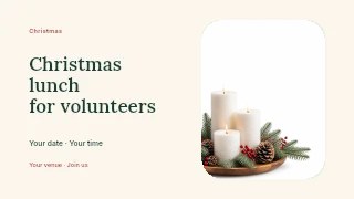 Christmas lunch for volunteers presentation cover template · Horizontal photo dialogue