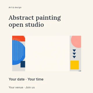 Colorful geometric abstract frame in Abstract painting open studio social media post · Modern programme