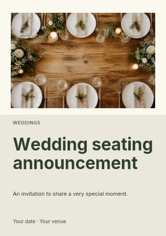 Wedding seating announcement flyer template