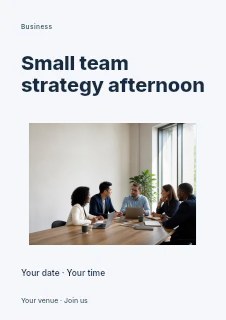 Small team strategy afternoon flyer template · Modern programme